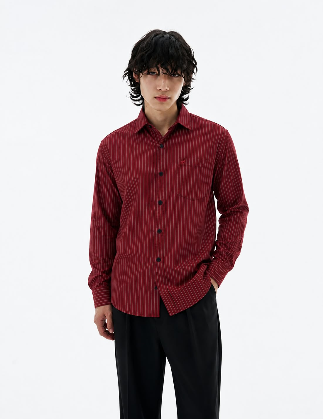 D&V Signature Burgundy Pinstripe Shirt