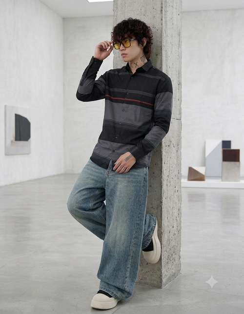 Noir Signature Contrast Stripe Shirt